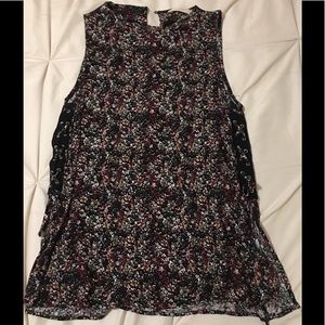 Floral blouse with lace-up detail